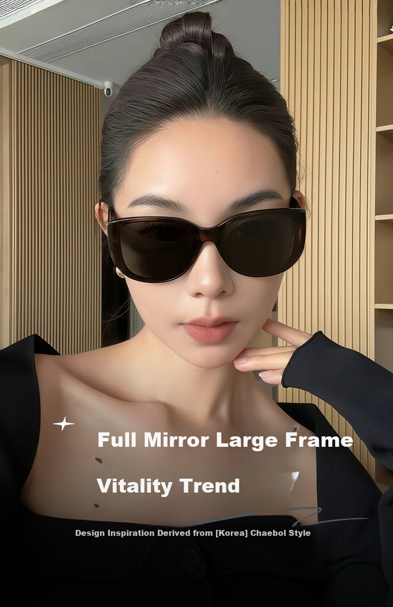 LOHO Cat Eye Sunglasses for Women Large Frame Wide Edge Square Round Face Slimming Retro UV Protection Driving Sunglasses Professional 1