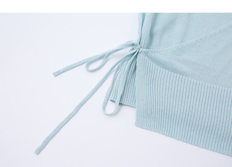 Demana [with Linen Lyocell] Summer Elegant Asymmetric Design Adjustable Tie Slim Knit Top for Women Premium 16
