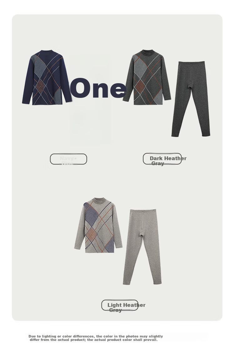 Hodo Home Jacquard Fleece-Lined Thermal Underwear Men Winter Half Turtleneck Thickened Wearable Dad Style 10