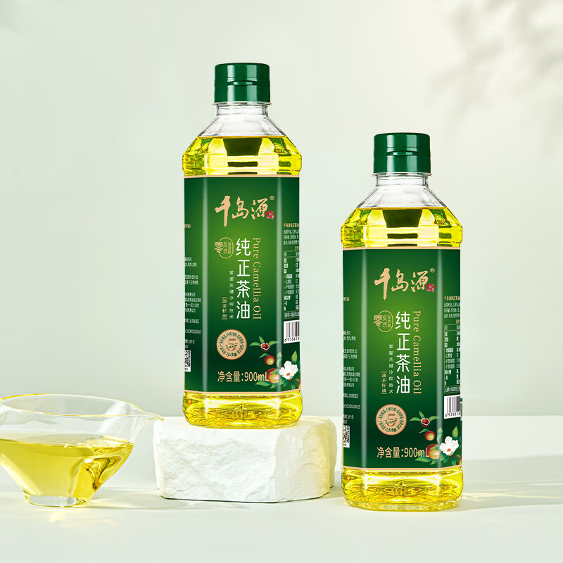 千岛源【保真山茶油】纯正山茶油900ml 冷榨茶籽油食用油 0零反式脂肪酸