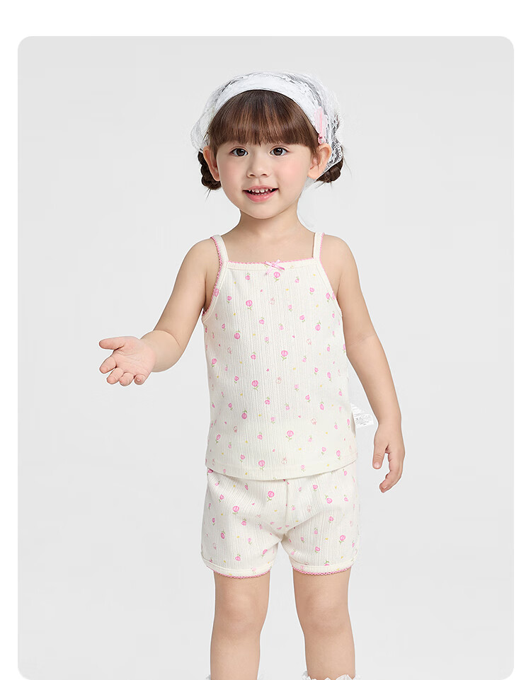 Balabala Baby Vest Set Summer Air-Conditioned Clothing Children's Pajamas Toddler Girls' Homewear Sleeveless Camisole 11