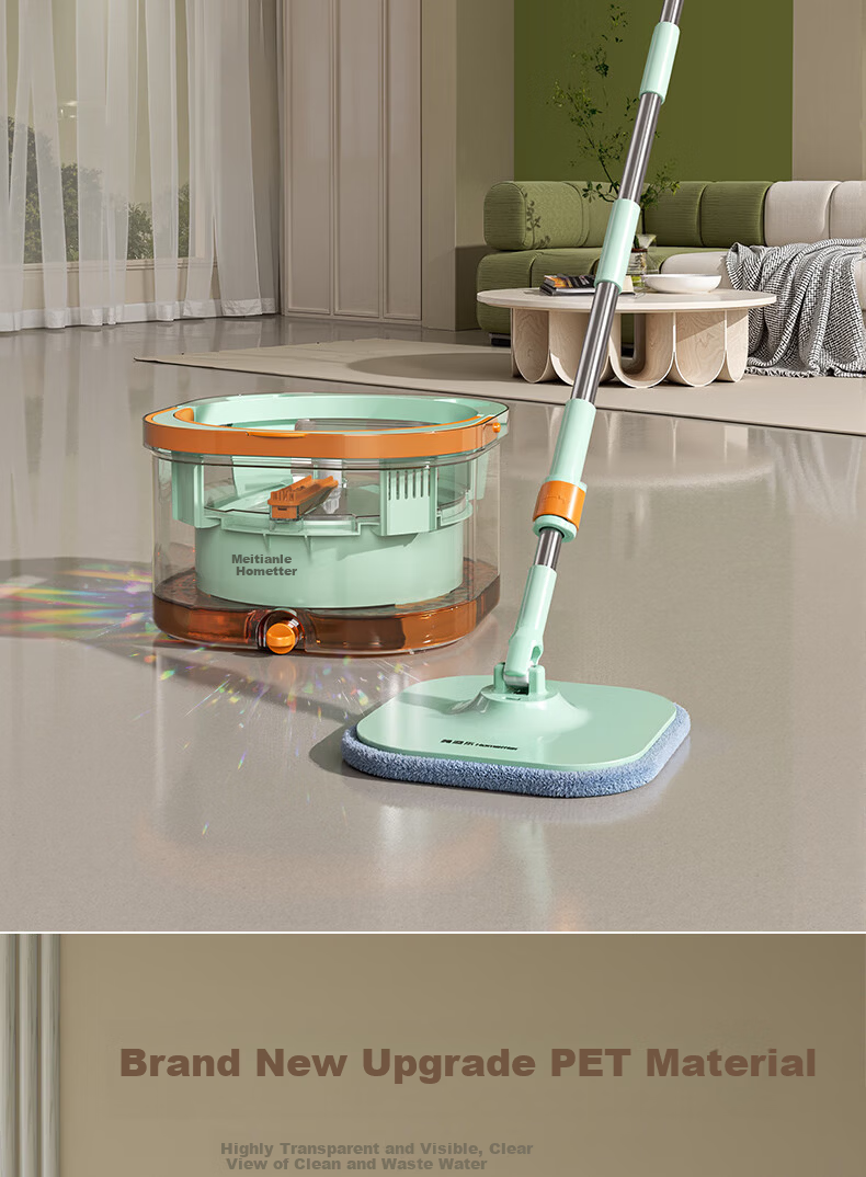HoMettler Clean and Dirty Separation Spin Mop Household One Mop Clean 2025 Hands-Free Flat Mop with 3 Mop Cloths and Bucket Set 2