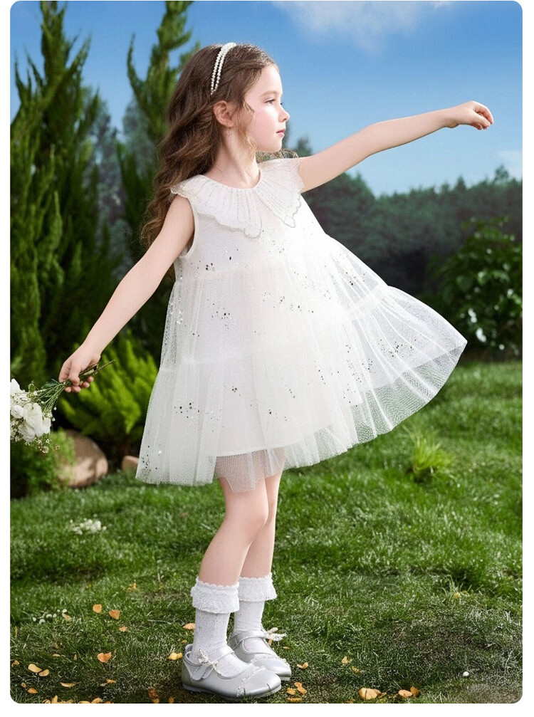ASK JUNIOR Kids Summer Butterfly Mesh Vest Dress Toddler Girls Princess Dress 14