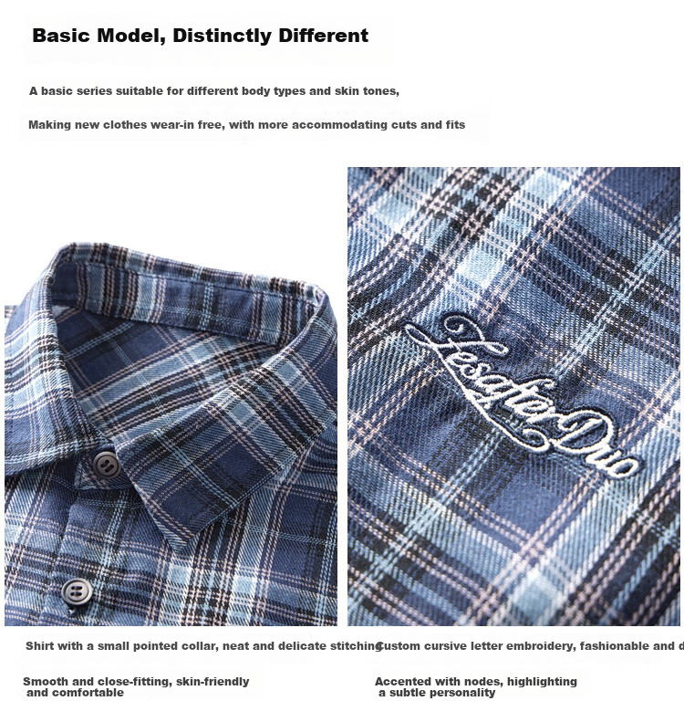 Duoduo Home [Salt Style Literary] Boys' Shirt 2026 Spring Autumn Stylish Fresh Blue Plaid Long Sleeve Pure Cotton Top 3