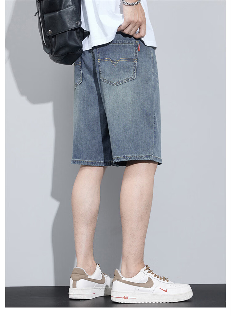 MARK FAIRWHALE Men's Tencel Denim Shorts Summer American High Street Lyocell Ice Silk Five-Point Thin Casual Pants 2