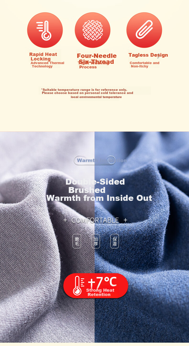 Me feeling Women's Acrylic Thermal Warm Fleece-Lined Antibacterial Winter Base Layer Set for Middle-Aged and Elderly 3