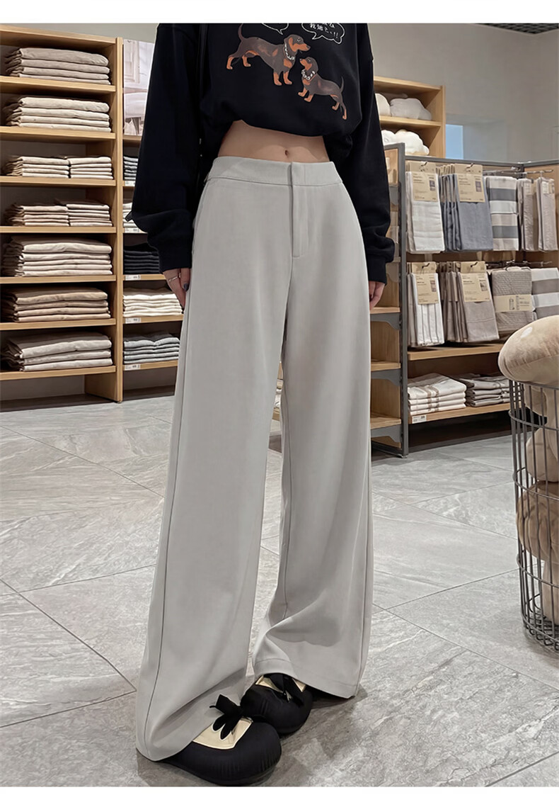 Langsha Women's Suit Pants 2026 Spring Autumn New High-End Commuter Casual High-Waist Straight Slimming Vintage Wide-Leg Pants 24
