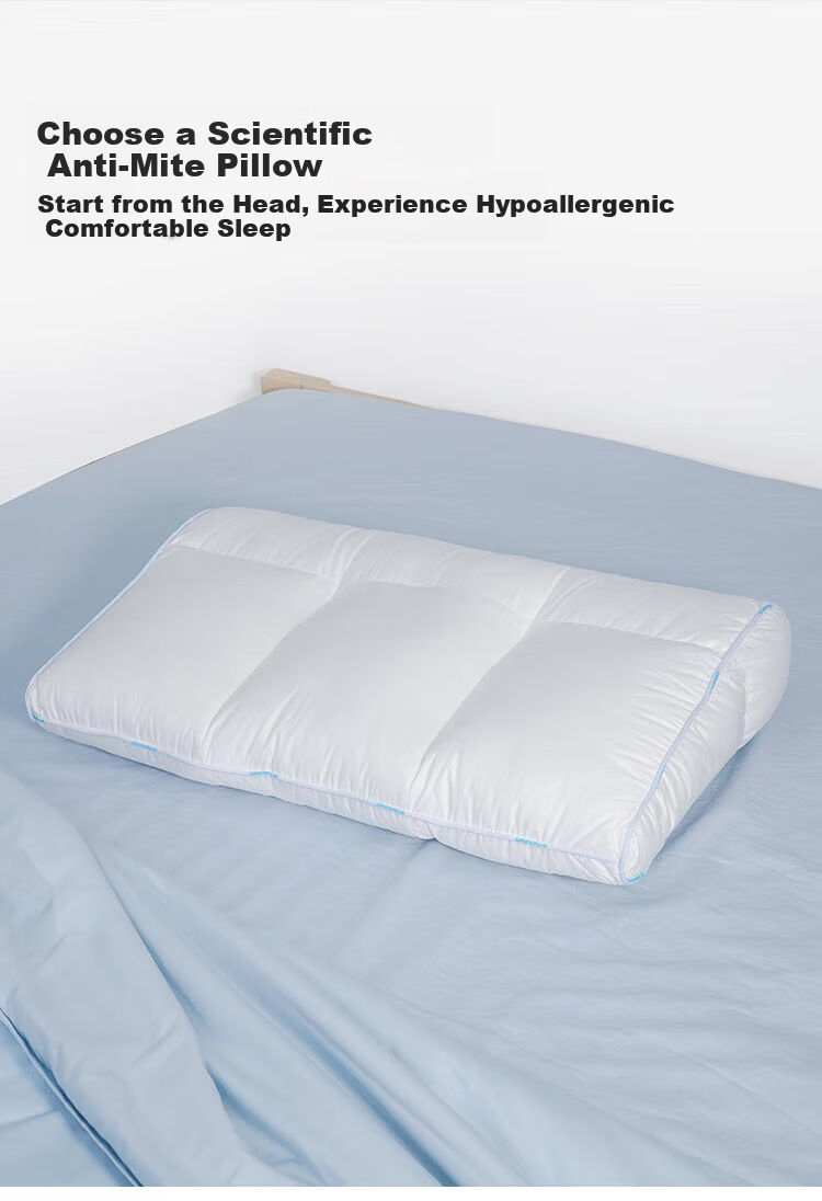 Anmino Anti-Mite Pure Cotton Skin Care Pillow Adult Zero Pressure Neck Support Pillow for Cervical Spondylosis Deep Sleep 40x65cm 2