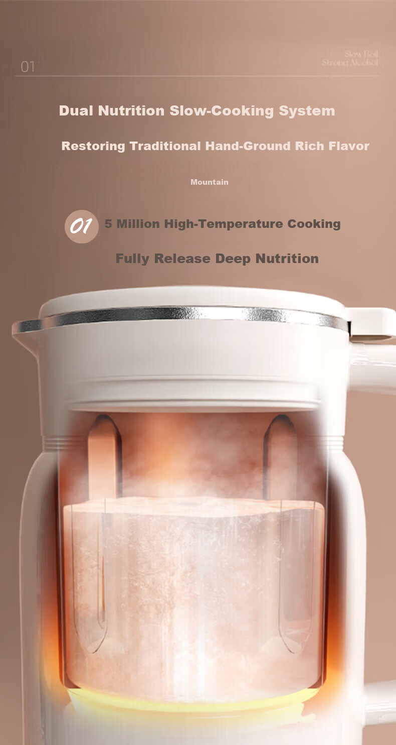 Bear Soy Milk Maker Blender Fully Automatic Small 1-2 Person Food Processor Dry Beans No Soaking Direct Grinding No Filtering Auto Keep Warm Fast Soy Milk 0.6L DJJ-H05C1 10