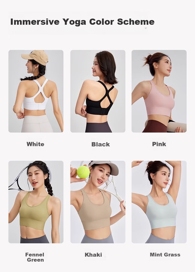 NEVER ME Sports Bra, Shock-Absorbing, High-Impact Fitness Training Yoga Sports Vest with Chest Pads, Beautiful Back Design, Side Support, White 11