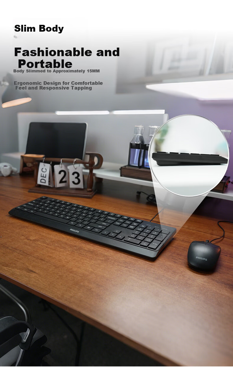 PHILIPS SPK6207 Wired Keyboard Business Office Keyboard for Desktop Computer And Laptop Universal Home Use USB Interface Ergonomic Keyboard for Corporate Procurement Black 4
