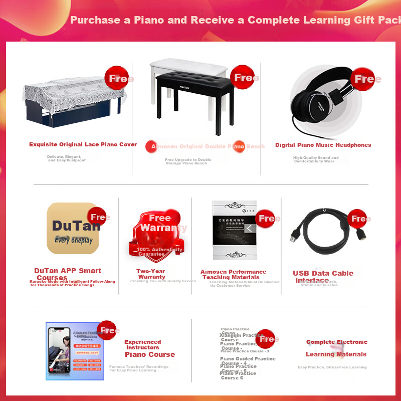 Amason Pearl River Piano Graded Digital Piano 88-Key Weighted Hammer Professional Electronic Keyboard for Adults and Children F10S Black