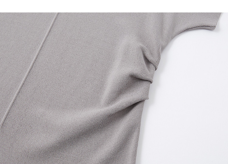 Demana Elegant Lightweight Office Summer Round Neck Split Shoulder Side Seam Ruched Slimming Knit Top for Women 14
