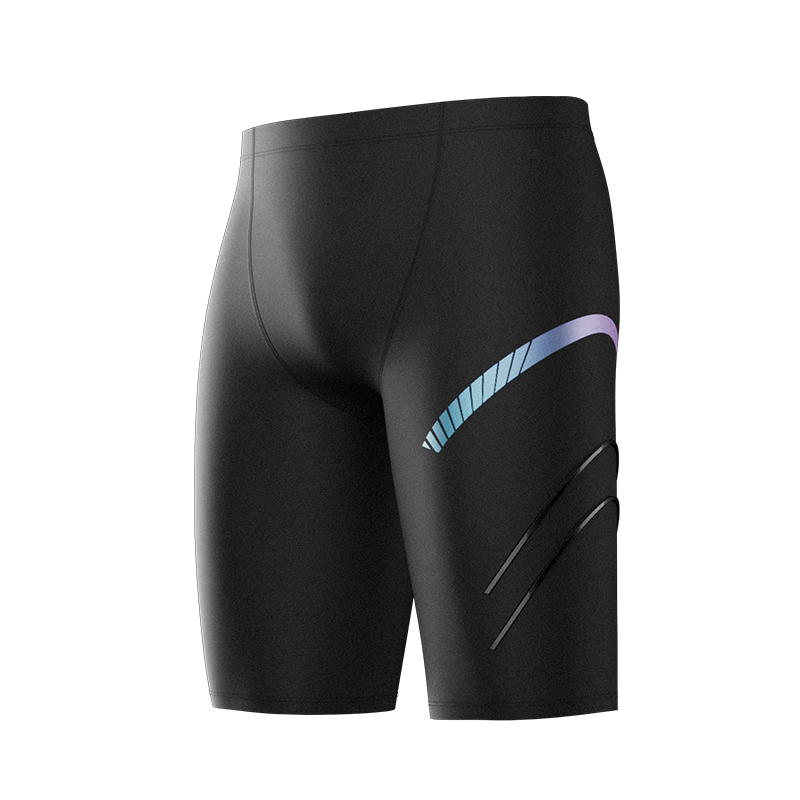 LI-NING Men's Swim Trunks Five-Point Knee-Length Professional Chlorine-Resistant Durable Quick-Dry Large Size Swimwear 0701 Colorful Black 2XL