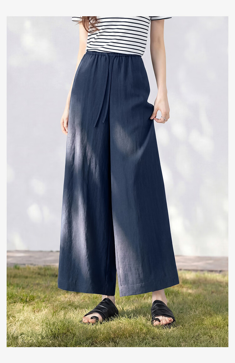Shangdubila Linen Blend Casual Pants for Women Spring Summer Petite High Waist Elegant Straight Leg Pear Shape Slimming Cropped Pants 4