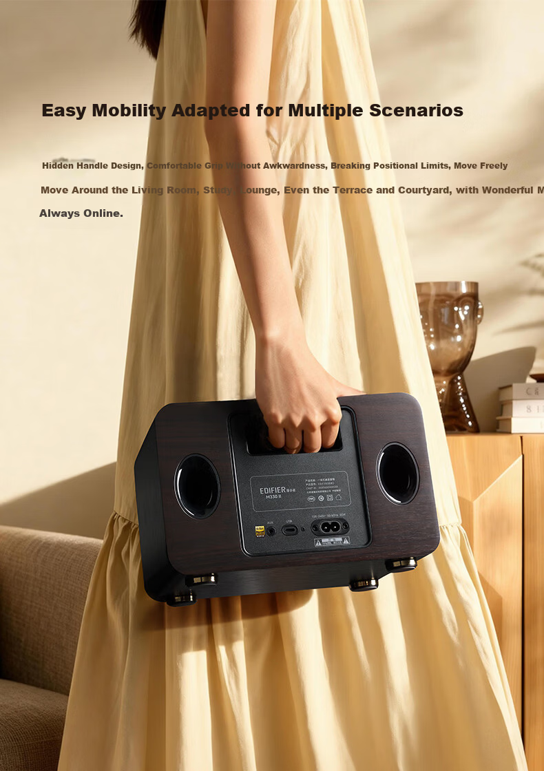 EDIFIER M330 II Retro Desktop Bluetooth Speaker High Power Wireless Portable Home Audio Integrated Artistic Speaker Black Walnut 8