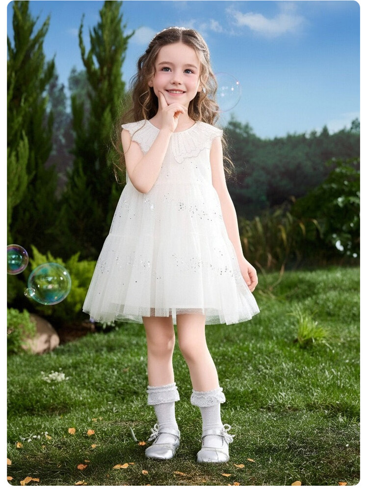 ASK JUNIOR Kids Summer Butterfly Mesh Vest Dress Toddler Girls Princess Dress 16