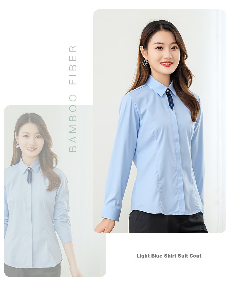 ROMON [Bamboo Fiber, Wrinkle-Resistant, Slightly Elastic] Long-Sleeve Shirt for Women, Slim Fit Professional Wear, Business Base Layer, Work Uniform Blouse 20