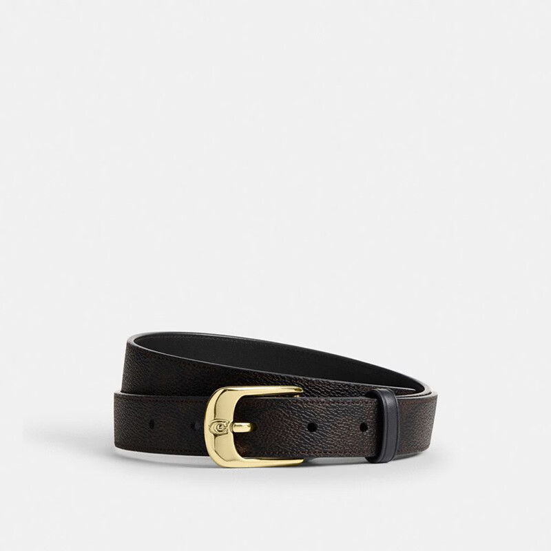 COACH C HARNESS 25MM Walnut Black Pin Buckle Belt CEB70