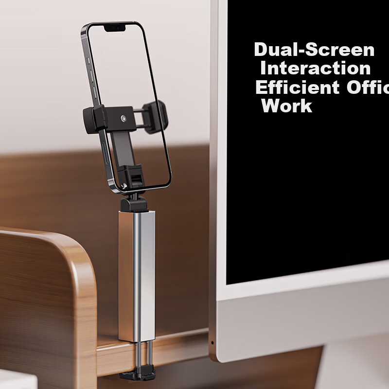 Dipu High-Speed Train Airplane Travel Phone Holder Portable Foldable Telescopic Rotatable Mobile Stand Desktop Seat Live Streaming Phone Shooting Mount - Silver