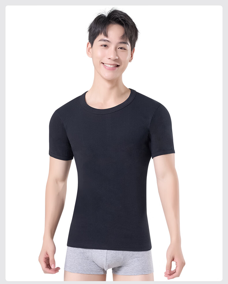 LangSha Men's Short Sleeve Pure Cotton Antibacterial Thin T-Shirt White 15
