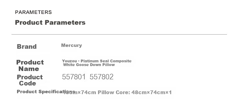 Mercury Home Textiles Pillow 95% White Goose Down Pillow Five-Star Hotel Down Pillow 120-Thread Count Class A Neck Support Cervical Pillow Single 19