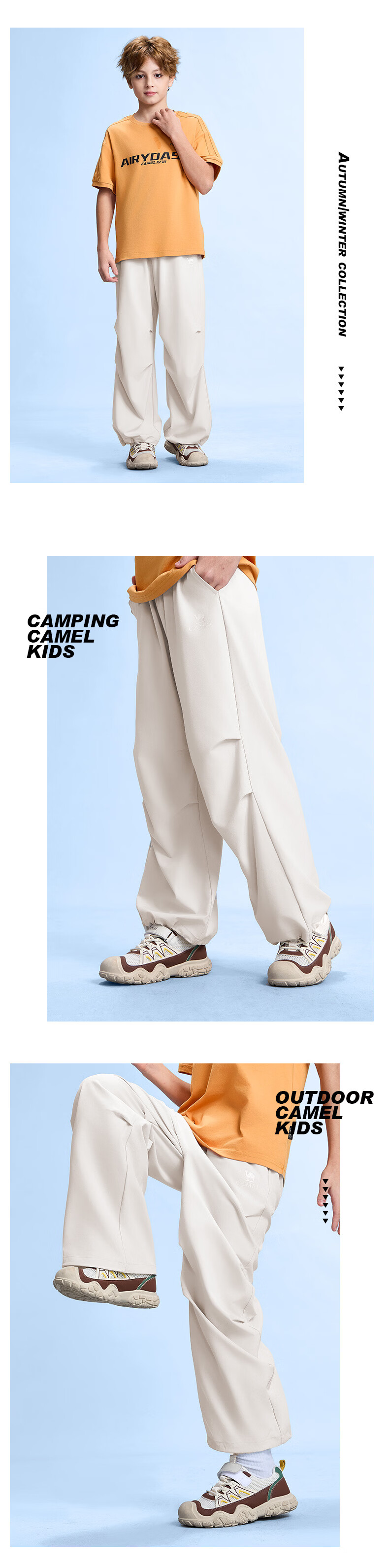 Camel Kids Casual Pants Spring Summer Cool Wide-Leg Cargo Pants Paratrooper Mosquito-Repellent Long Pants for Older Children 22