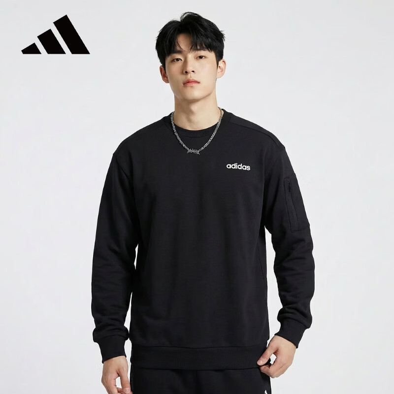 Adidas Men's Pullover Comfortable Trendy Sports Knitted Crewneck Sweatshirt JF3222