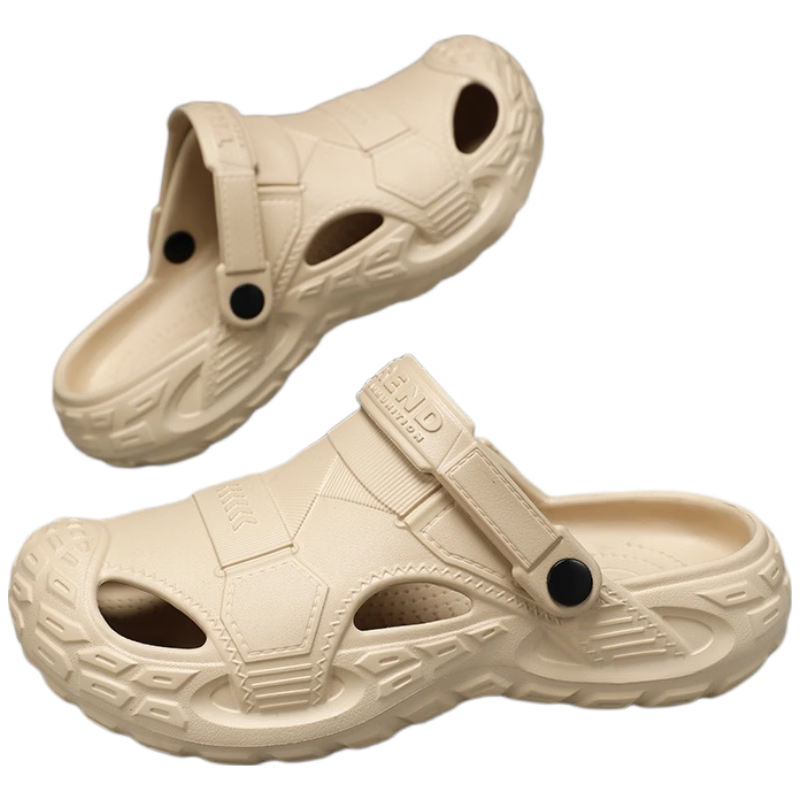 CARTELO Outdoor Non-Slip Thick Sole Clog Summer Men's Sports Casual Closed-Toe Slippers New RZ03 Khaki Size 42-43