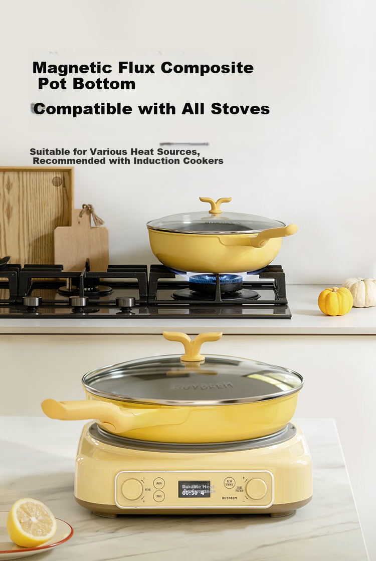 Buydeem Spring Bud Non-Stick Frying Pan 26cm Light Yellow for Induction and Gas Cooktops 10