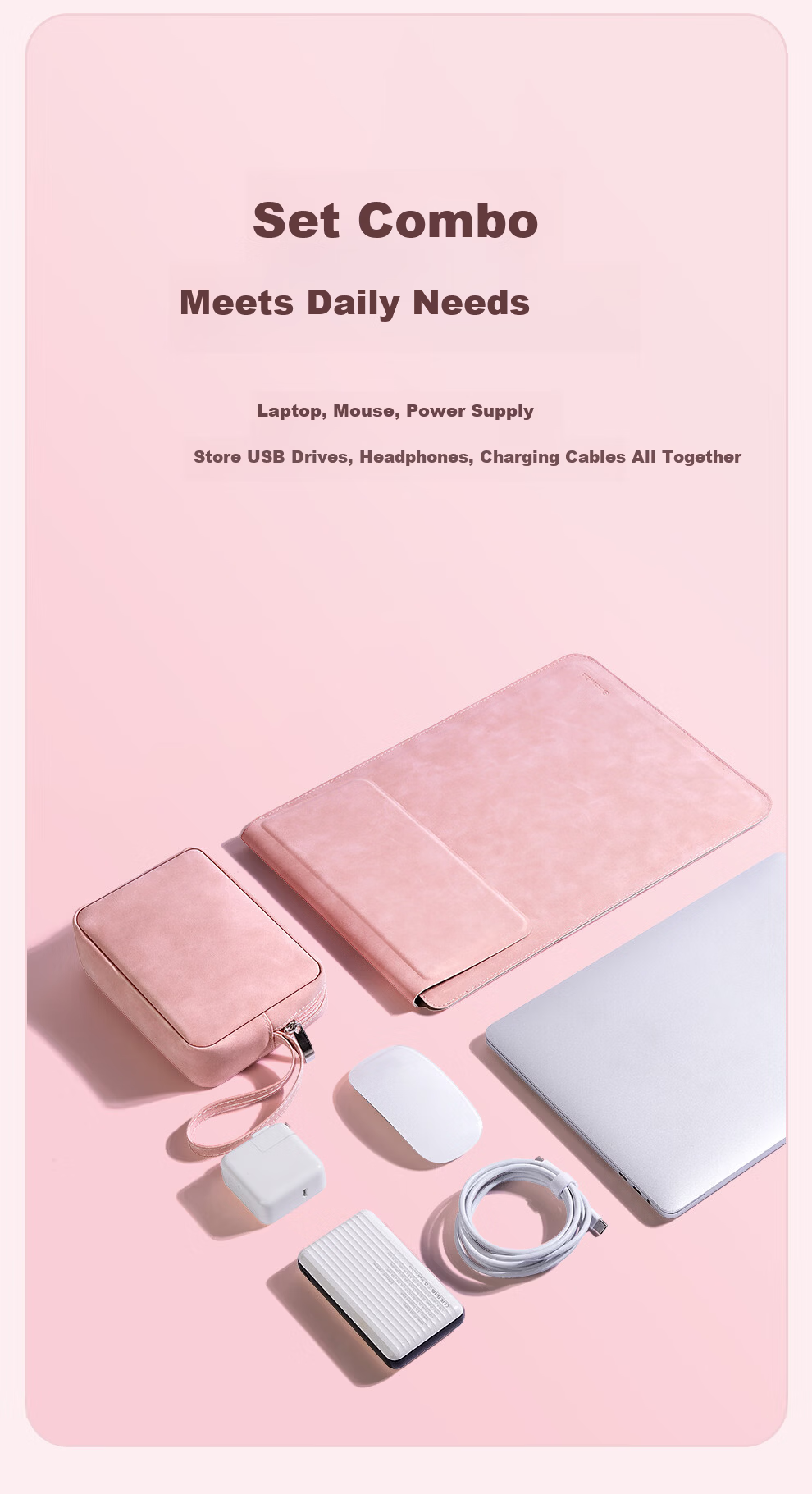 Jichuan Laptop Bag 13.3 Inch Notebook Sleeve Digital Storage Bag for Women Compatible with Apple MacBook Air/Neo Protective Case with Stand 3
