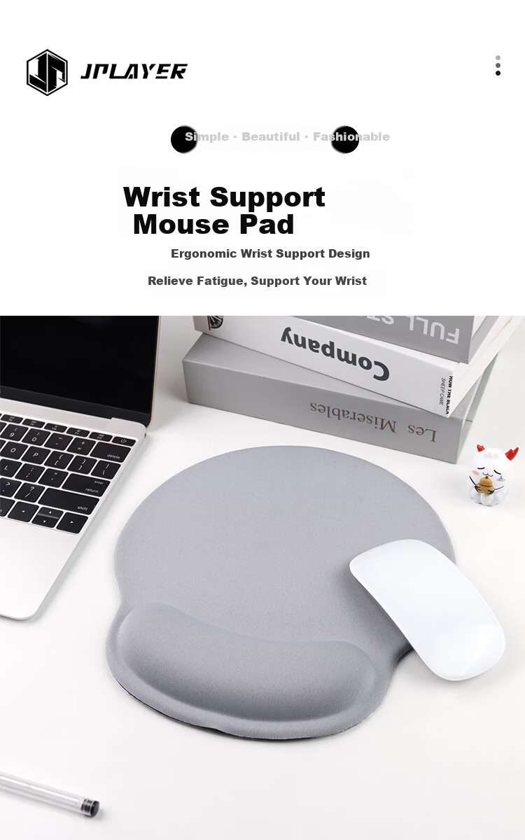 JPLAYER Large Laptop Wrist Rest Mouse Pad Soft Thickened Silicone Wrist Support Gaming Comfortable Office Gray 1