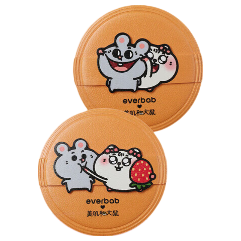 Everbab Aibella Round Short Velvet Powder Puff Setting Puff Makeup Sponge Meiji and Big Rat Collaboration (Two-Pack)