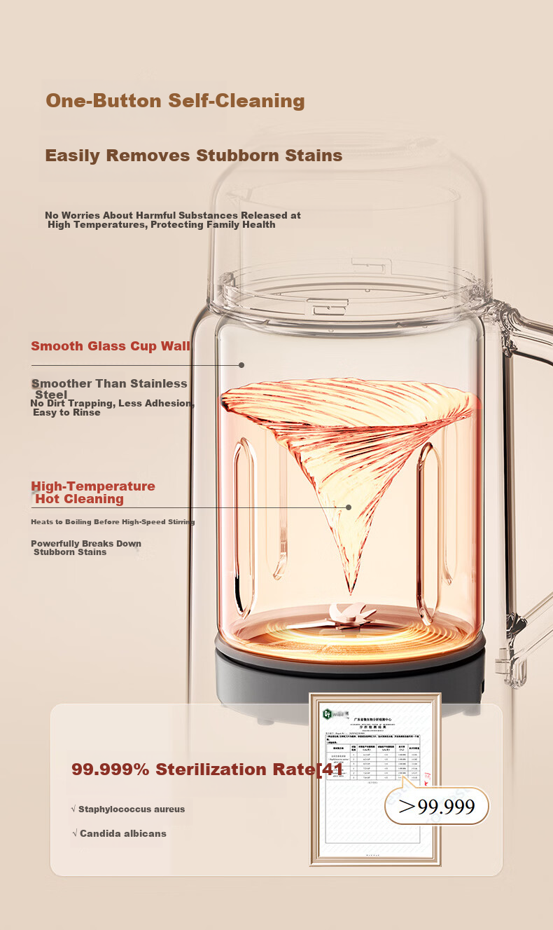 BLAUPUNKT [Innovative High-Pressure Blending] Home Soy Milk Maker, Automatic Blender, No Cooking Or Filtering Required, Self-Cleaning, New Small Heating Food Processor, White D3 21