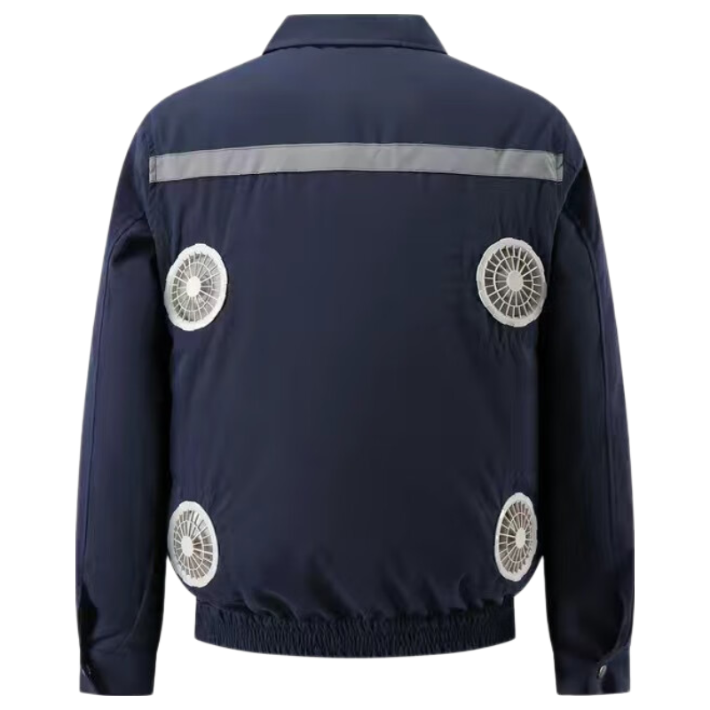 Huipute Air-Conditioned Jacket for Men with Fan, Summer Work Uniform, Breathable Outdoor Fishing Cooling High-Temperature Engineering Suit [4-Fan Version], Navy Blue, 3XL