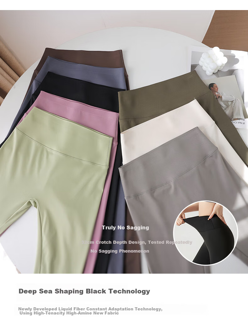LangSha Seamless Sharkskin Women's Autumn High-Waist Slimming Cycling Sports Yoga Pants White Leggings 11