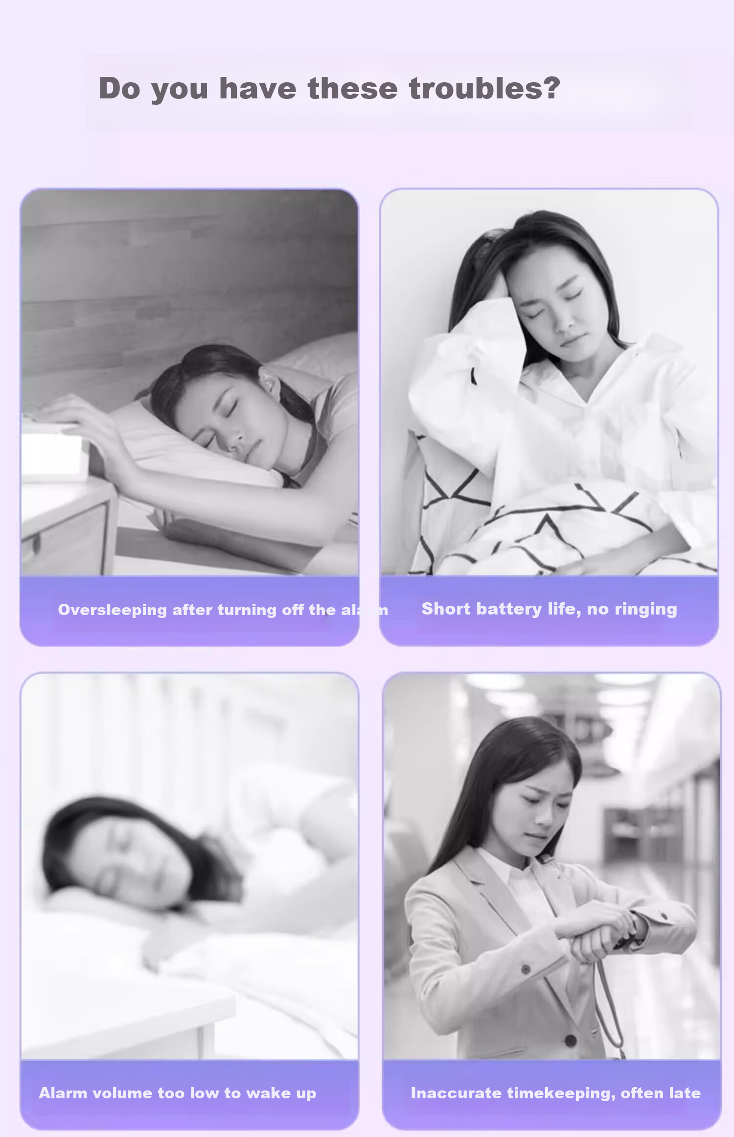 Bangu Mountain Student Alarm Clock Wake-Up Device Kids Boys Girls Smart Electronic Clock Multifunctional Purple Set 4