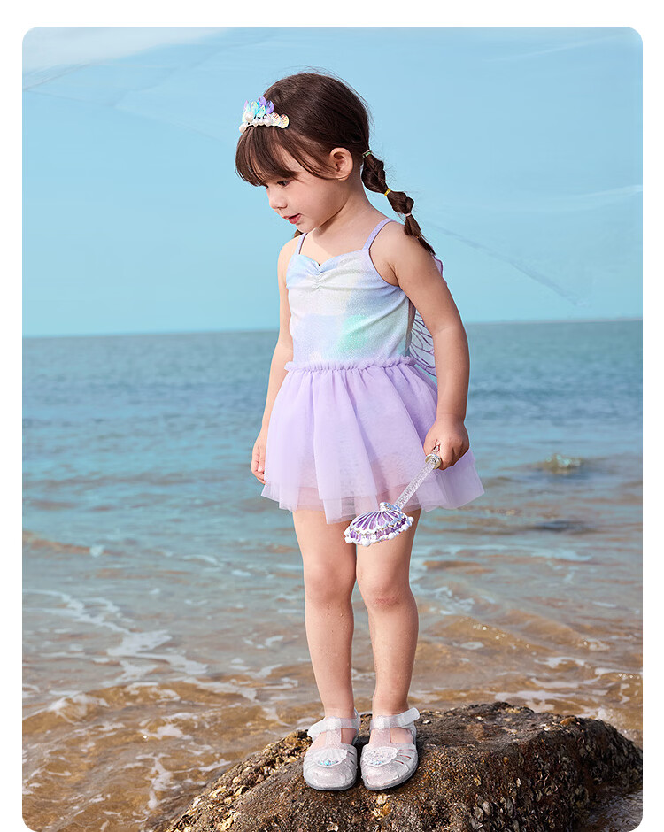 Balabala Kids Girls Baby 2026 Mermaid One-Piece Swimsuit Sunscreen Chlorine-Resistant Skirted Swimwear 9