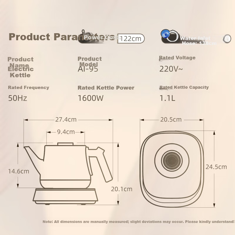 KAMJOVE Pure Titanium Electric Kettle Fully Automatic Bottom Water Supply Electric Kettle New Model Temperature Control Integrated Automatic Electric Kettle AI-95 for Boiling Water and Brewing Tea