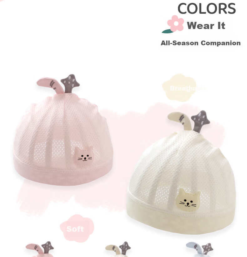 Benaxi Baby Hat Summer Thin Newborn Soft Fontanelle Cap Infant Spring Summer Cooling Hat Toddler Summer Hat 3