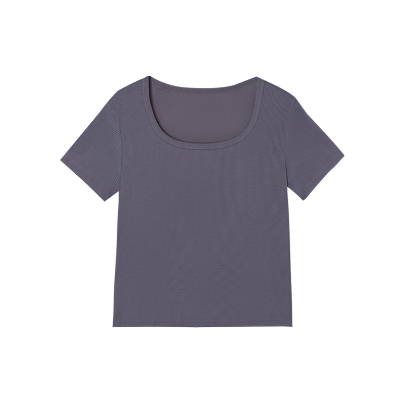 Hodo Women's T-Shirt 10A Antibacterial Smooth Modal Stretch Ribbed Slim Fit Versatile Short Sleeve Top