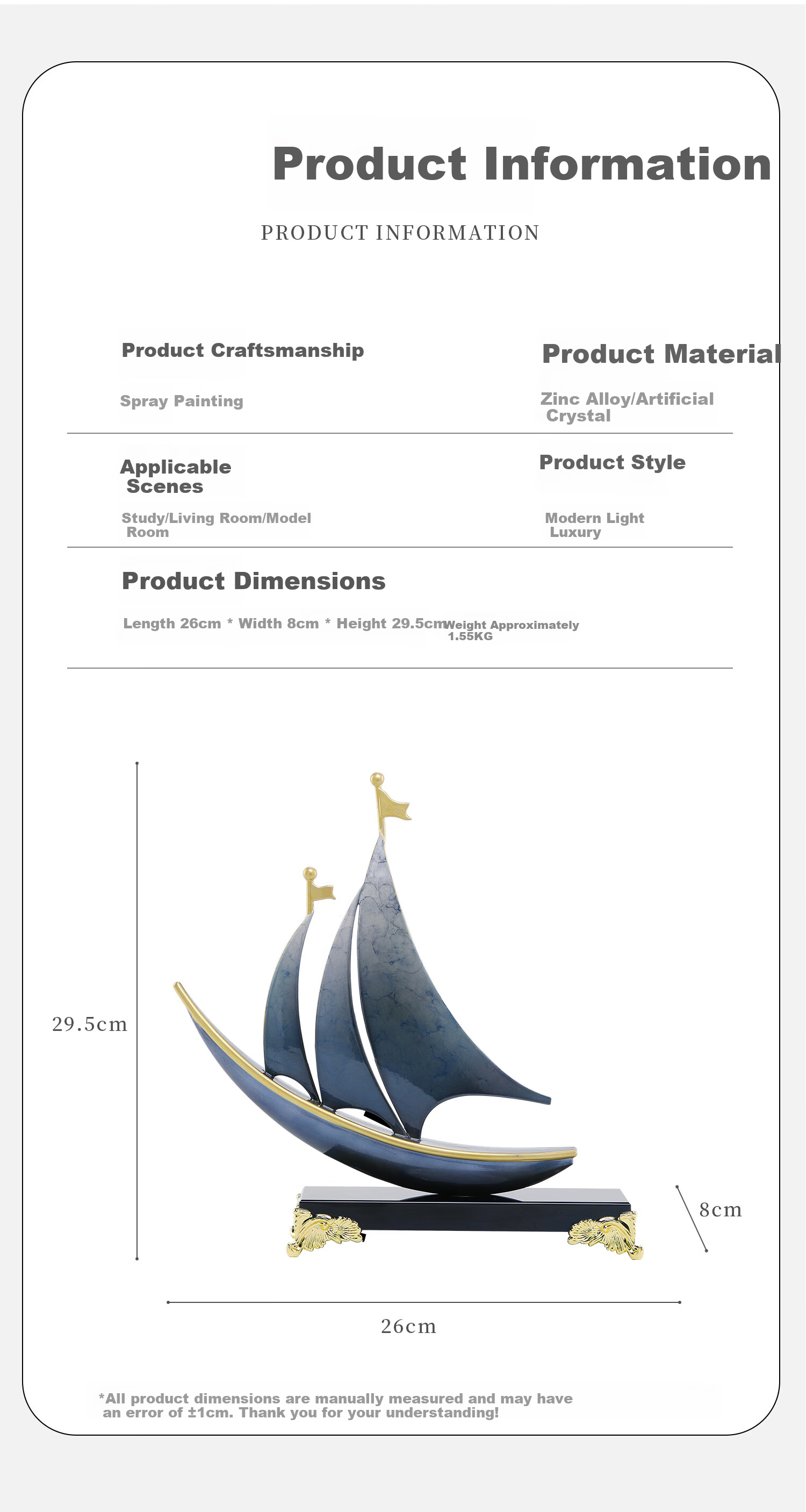 Mr. Nan Chu Sailing Ship Ornament High-End Elegant Home Office Decor Housewarming Opening Gift 3