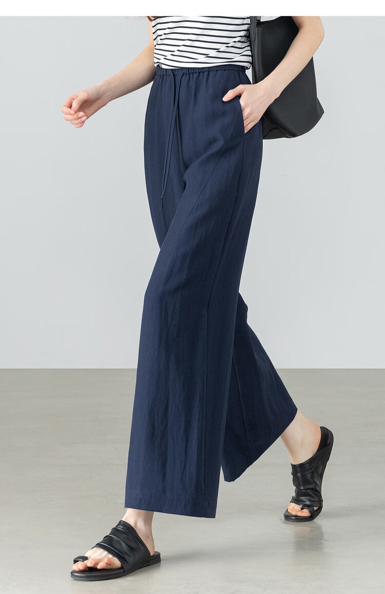 Shangdubila Linen Blend Casual Pants for Women Spring Summer Petite High Waist Elegant Straight Leg Pear Shape Slimming Cropped Pants 21