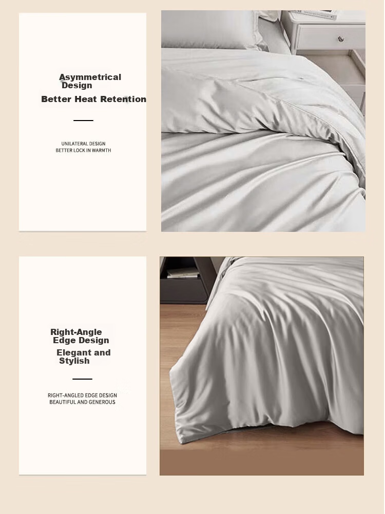 ZiiU Complete Bedding Set Four-Piece Quilt Pillow Core Full Bed Set 1.5m Bed Light Gray 15