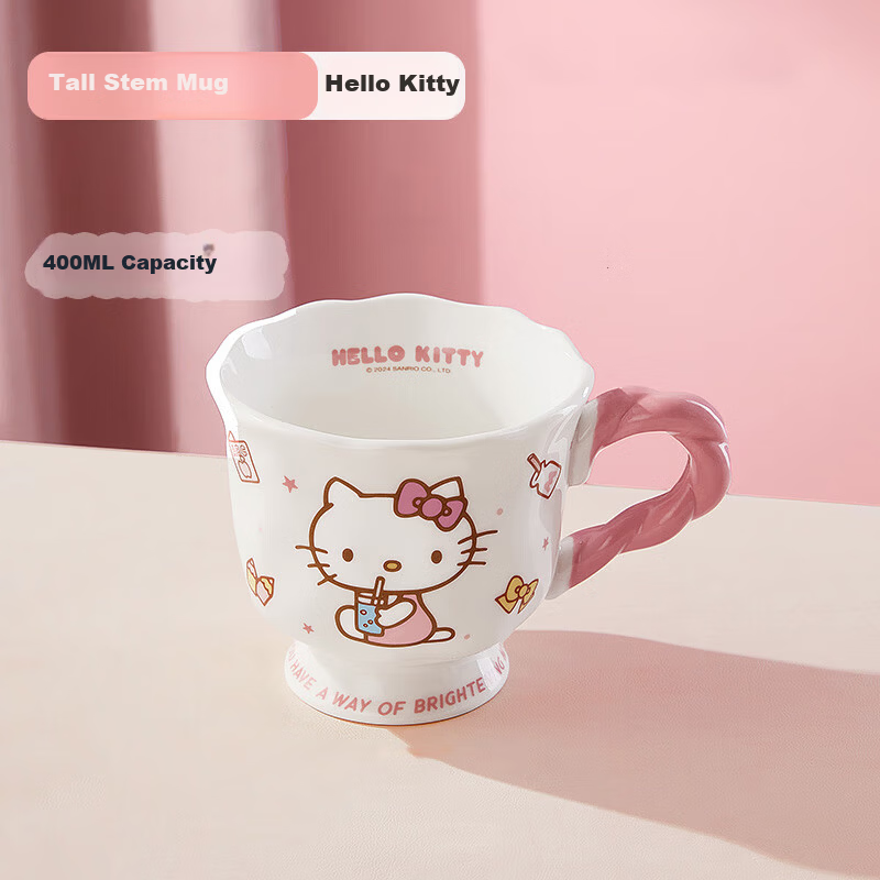 MANCHAOJIA Sanrio Children's Ceramic Water Cup Milk Cup Coffee Mug Home Couple Hello Kitty Mug