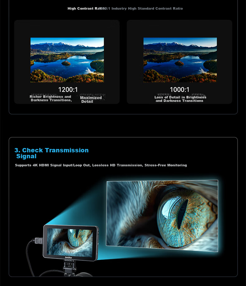 Godox GM6S Pro Monitor Mirrorless Touchscreen 5.5-inch 4K HD Photography External DSLR Camera Display GM6S Pro Kit1 6