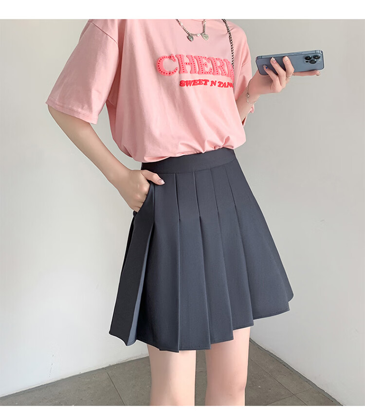Free Style Pocket Pleated Skirt for Women Petite High Waist Anti-Exposure Blazer Mini Skirt 2026 New Summer Bodycon Skirt 13