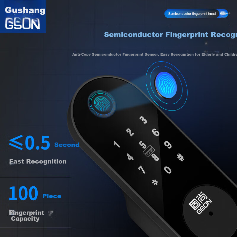 GS GSON Vintage Door Smart Lock Bull Head Lock Anti-theft Door Fingerprint Lock Rental House Rural Large Iron Door Access Control Integrated Password Lock