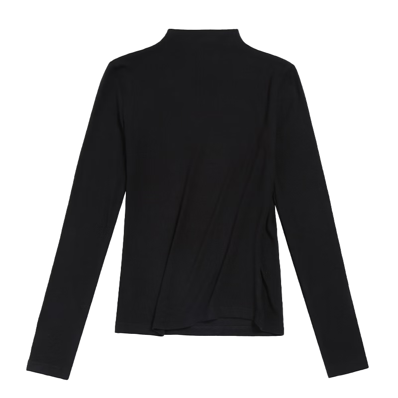 La Chapelle Women's Semi-Turtleneck Slim Fit Lightweight Knit Top Autumn Winter Black 2XL
