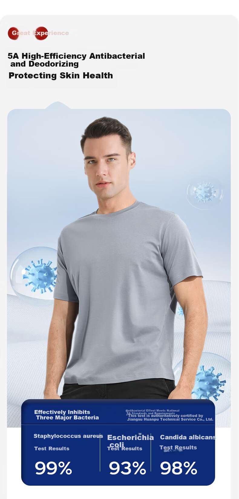 Mengyangwang Short Sleeve T-Shirt Men Xinjiang Cotton Men's Base Shirt 5A Antibacterial Crew Neck White Small T Wearable Gray XL 12